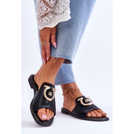 Chinelos de couro sapatos confortáveis ​​S.Barski KV-2775-32 preto 2