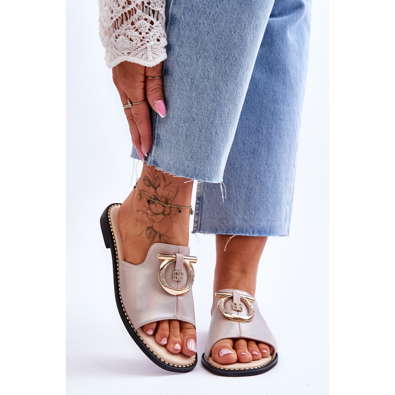 Chinelos de Couro Sapatos Comfort S.Barski KV-2775-32 Nude bege 1