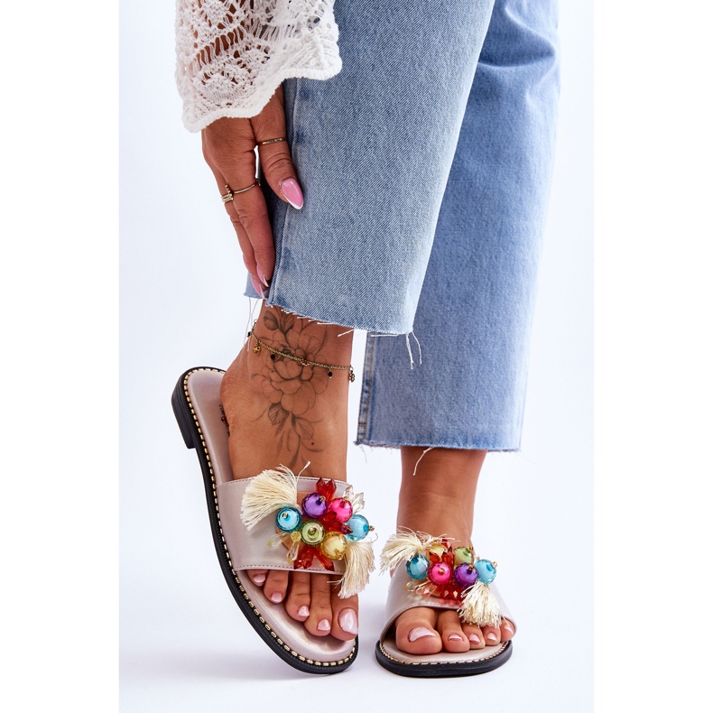 Chinelos Com Contas Decorativas S.Barski KV-2775-47 Nude bege 1