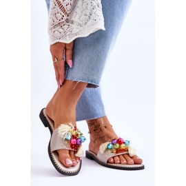 Chinelos Com Contas Decorativas S.Barski KV-2775-47 Nude bege 2