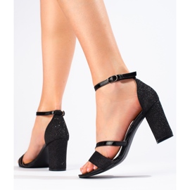 Sandália preta com glitter, Shelovet preto 1