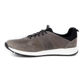 Polbut Sapatos casuais de couro masculino 2111P cinza 1