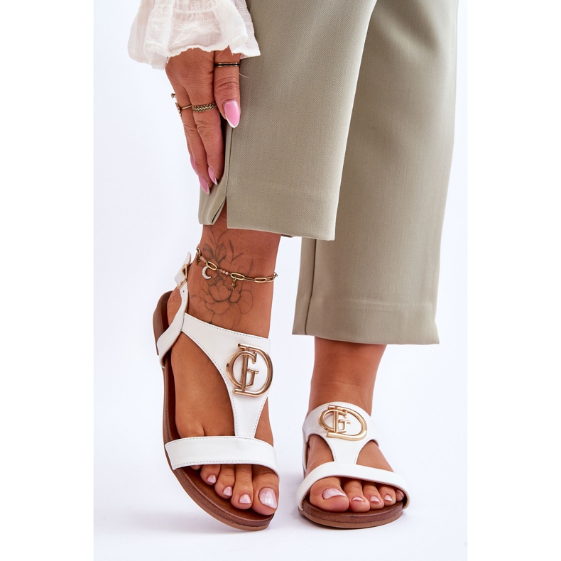 Sandália rasa de couro S.Barski KV-5541-32 branca branco 1