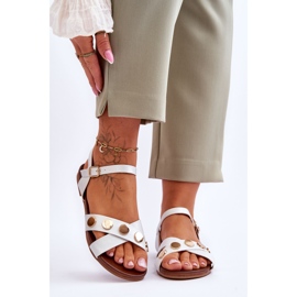 Sandália rasa S.Barski KV-5541-35 branco e prata 1