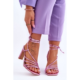 Sandálias de salto alto Tessoro amarradas na moda rosa 1