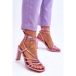 Sandálias de salto alto Tessoro amarradas na moda rosa 2