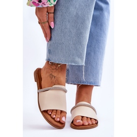 Elegante Salto Baixo Bege Termen 1