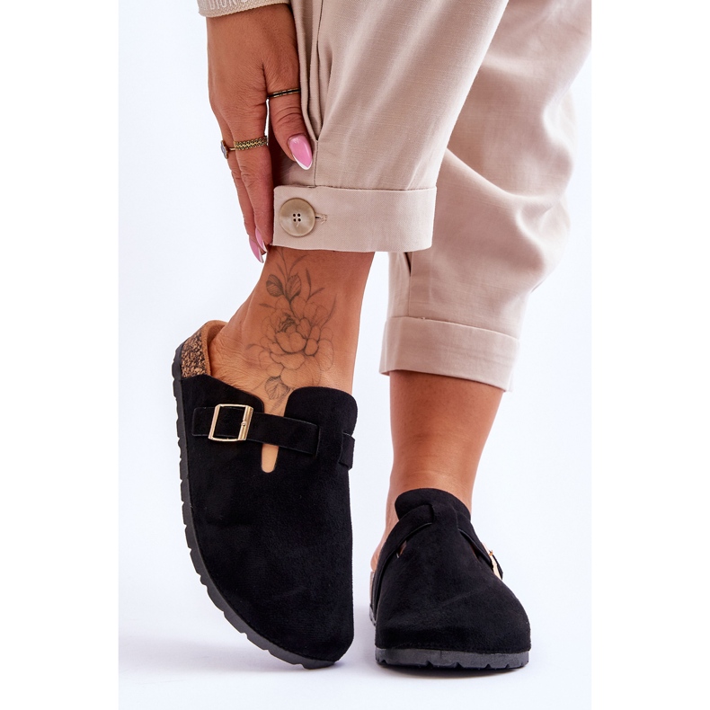 FJ1 Sandálias de camurça com plataforma cortiça preta Vellma preto 1