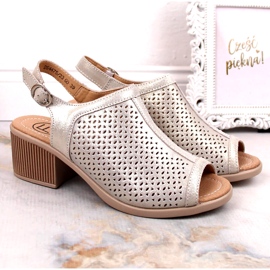 Sandália de couro vazada Filippo bege/dourada DS4475 dourado 1