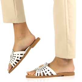 Chinelos femininos elegantes com aberturas e zircões Filippo DK4621/23 WH branco 8 Chinelos femininos elegantes com aberturas e zircões Filippo DK4621/23 WH branco 8