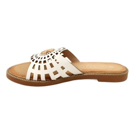 Chinelos femininos elegantes com aberturas e zircões Filippo DK4621/23 WH branco 2