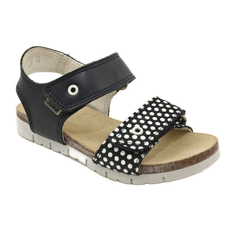 Bartek Sandálias de couro azul marinho de meninas em pontos 1