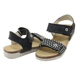 Bartek Sandálias de couro azul marinho de meninas em pontos 4