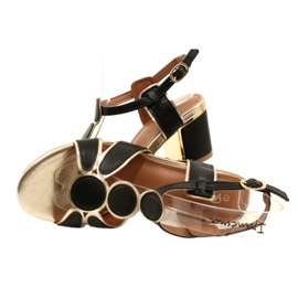 Evento Sandálias femininas com um 23SD35-5575 decorativo preto e dourado 5