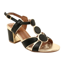 Evento Sandálias femininas com um 23SD35-5575 decorativo preto e dourado 1