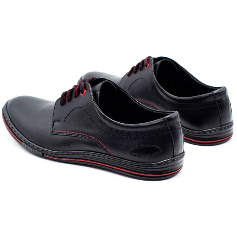 Olivier Sapatos masculinos de couro 295LU preto com vermelho 4