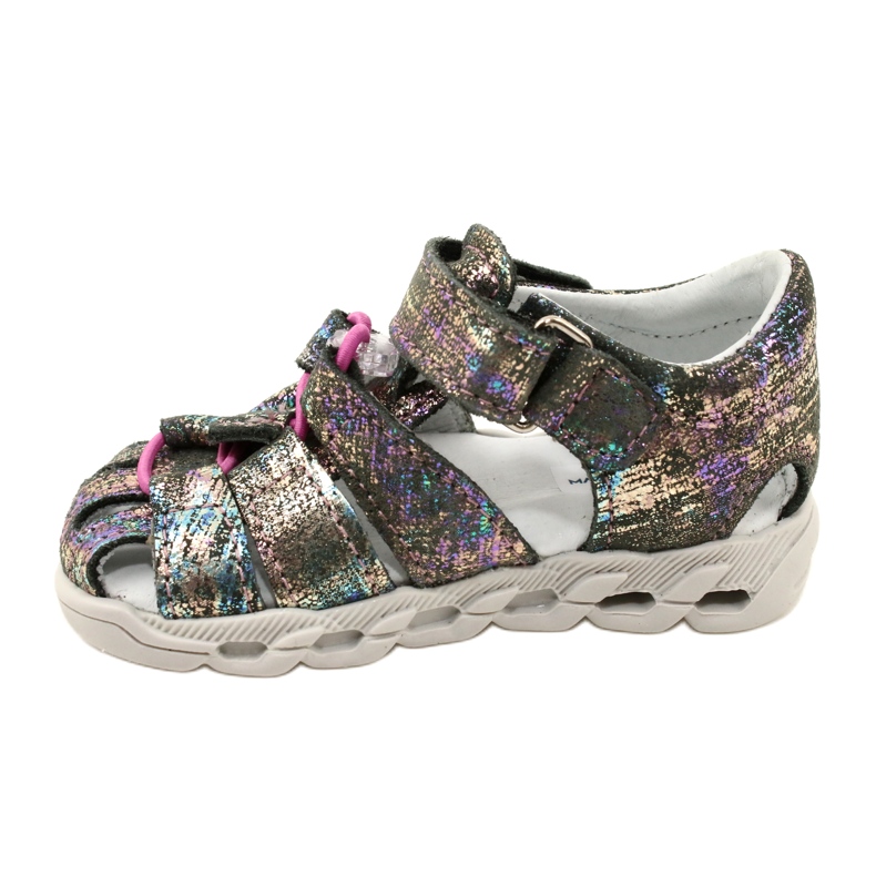 Sandálias de meninas Shiny Leather Mazurek 1364 Metallic cinza 2 Sandálias de meninas Shiny Leather Mazurek 1364 Metallic cinza 2