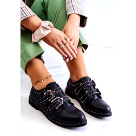 LU BOO Sapatos de couro ecológico feminino com fivelas e pretos pretos 3 LU BOO Sapatos de couro ecológico feminino com fivelas e pretos pretos 3