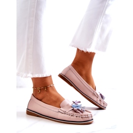 Evento Mocassins femininos de couro com franjas rosa Laressa 3