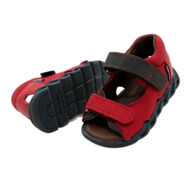 Sandálias de couro infantil para velcro mazurek 1363 vermelho 4