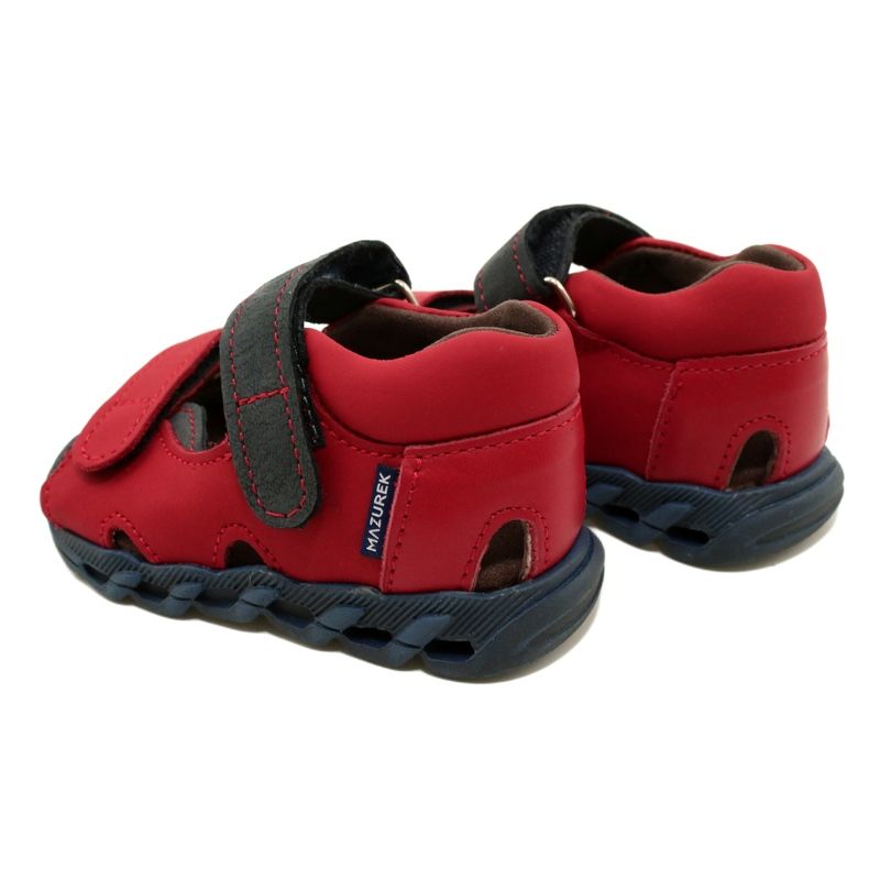 Sandálias de couro infantil para velcro mazurek 1363 vermelho 6