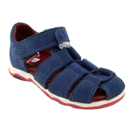 Sandálias de couro para velcro mazurek 1364 azul marinho 1