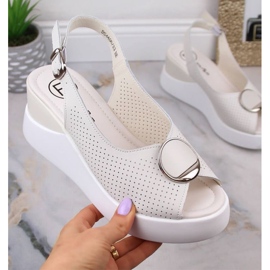 Sandália de cunha de couro Filippo W DS4406 bege branco 1