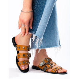 Seastar Chinelos elegantes com fivelas marrom 2