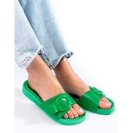 Slides de fivela verde Shelovet 1