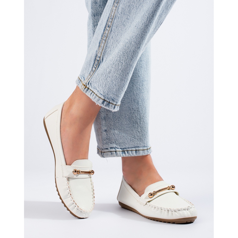 Mocassins de mulher Shelovet clássicos brancos 2