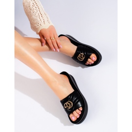 W. Potocki Chinelos de cunha pretos de mulher Potocki 1