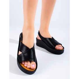 W. Potocki Sandálias de cunha de mulher pretas Potocki preto 1