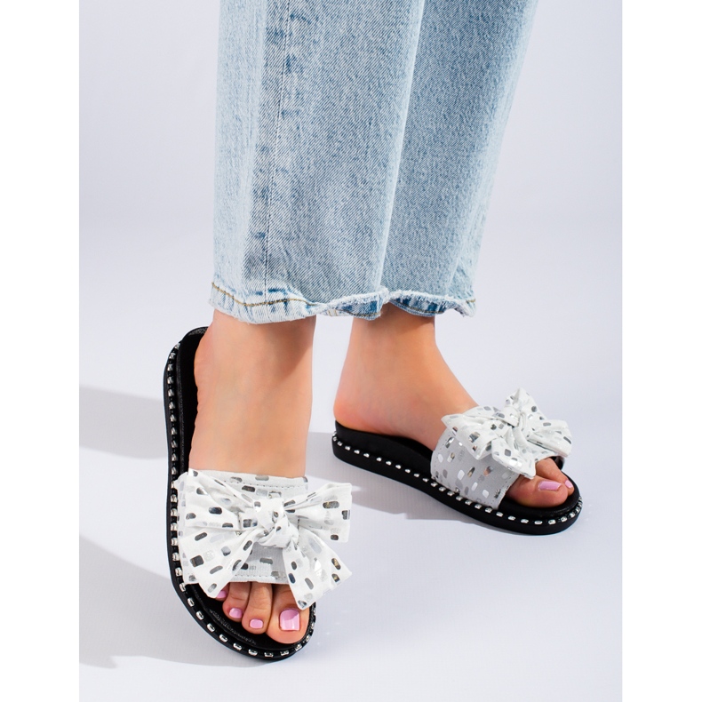 W. Potocki Chinelos de mulher com sola grossa, Potocki preto branco 1