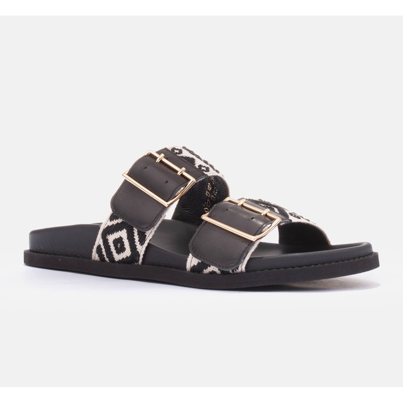 Marco Shoes chinelos com fivelas preto 1