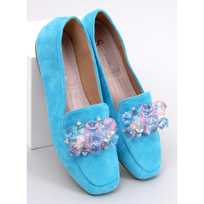 Mocassim azul Deley com brilhantes 1 Mocassim azul Deley com brilhantes 1