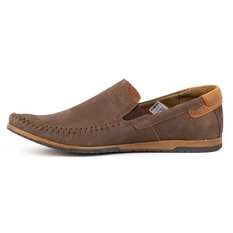 KOMODO Mocassins de couro masculino 876 marrom castanho 1