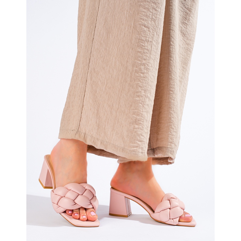 Sandálias de salto alto Shelovet cor-de-rosa de mulher 1