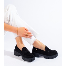 Mocassins Shelovet de mulher pretos em camurça 1