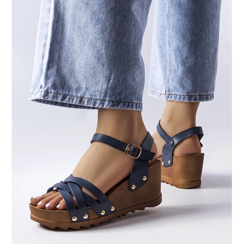 Sandália plataforma azul marinho Audric. 1