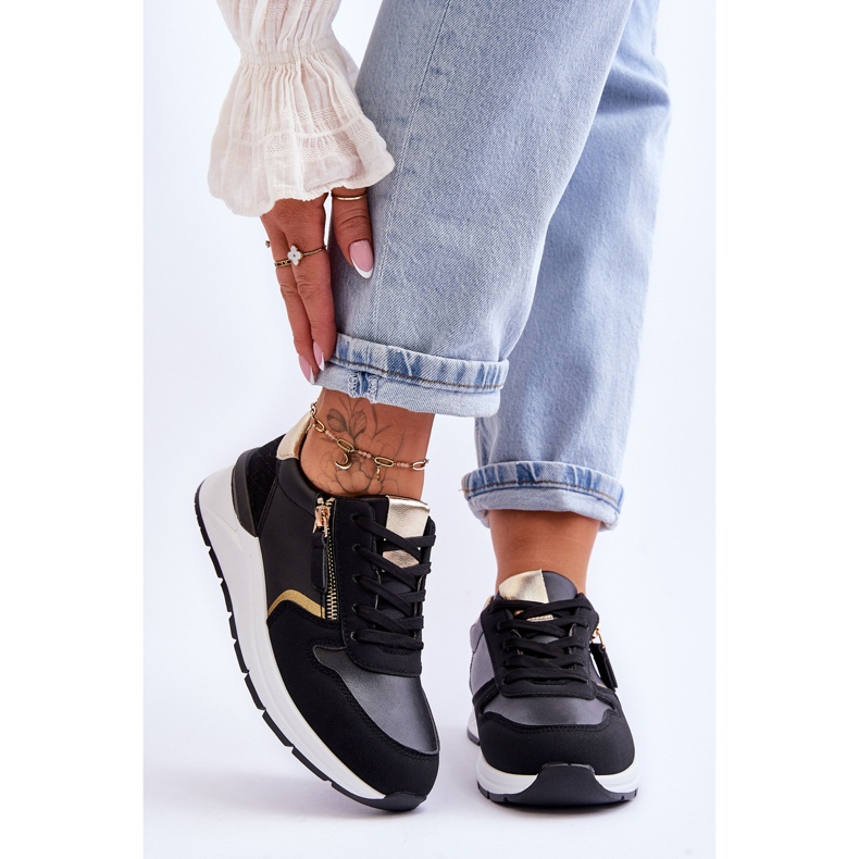 PG1 Sapatos esportivos femininos com zíper preto Larisa 1