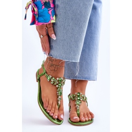 Sandálias Femininas Lenis Verdes com Pedras 1