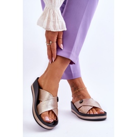 Vinceza Chinelos plataforma femininos dourados Brooklyn enfeitados 2