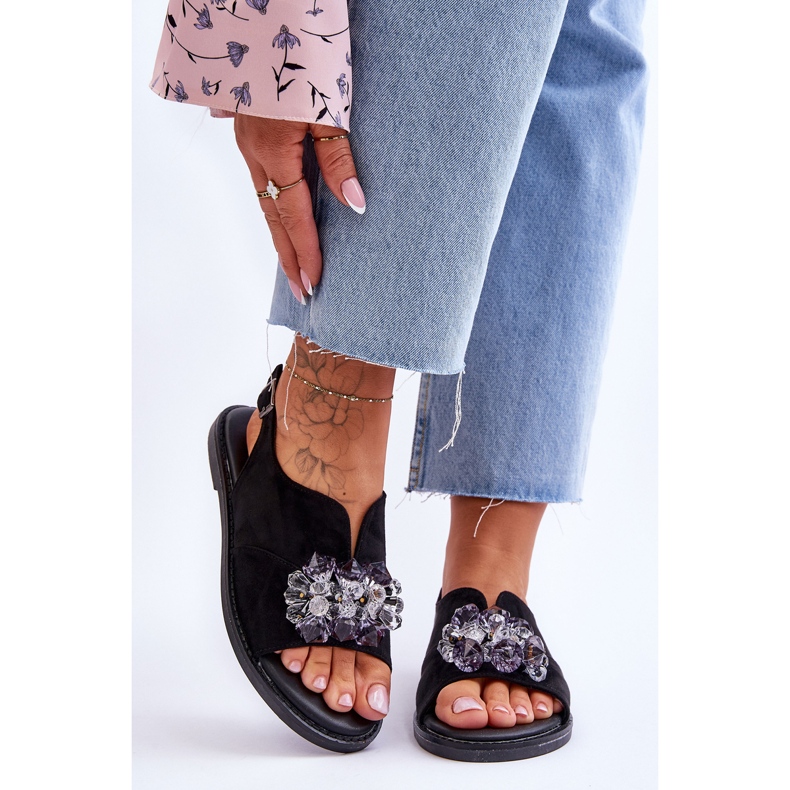 Vinceza Sandálias de camurça Mersea pretas femininas preto 1