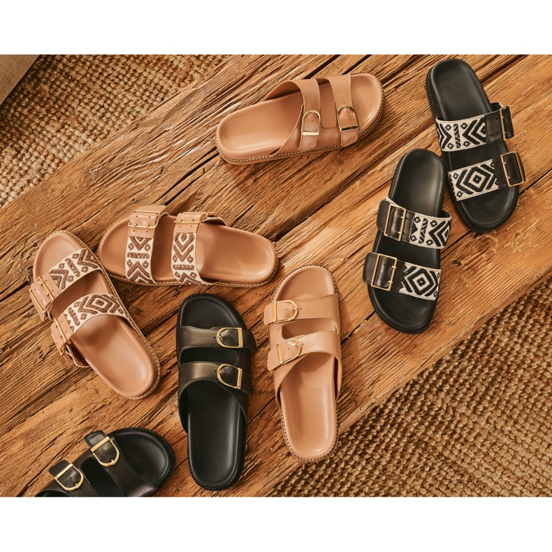 Marco Shoes chinelos com fivelas bege 1