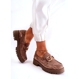 Lemar Sapatos marrons claros de camurça feminina com um ornamento marrom 2