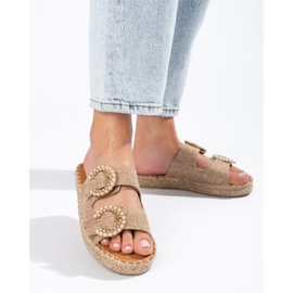 Chinelos de fivela Shelovet bege de mulher 2