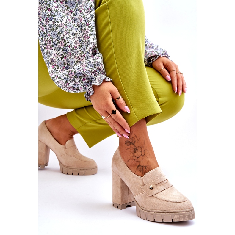 Vinceza Camurça Elegante Salto Alto Bege Mintore 4