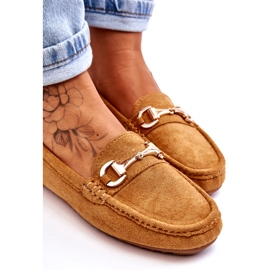 Mocassins clássicos de camurça com decoração de camelo castanho 3