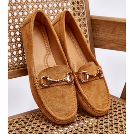 Mocassins clássicos de camurça com decoração de camelo castanho 4