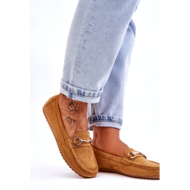 Mocassins clássicos de camurça com decoração de camelo castanho 5